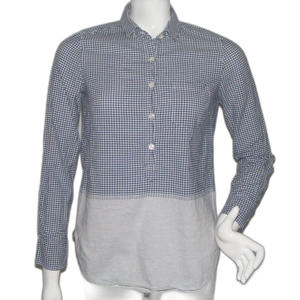 J.CREW Blouse, 4, Pullover, Checks & Stripes, Long sleeves, Cotton, Mixed print